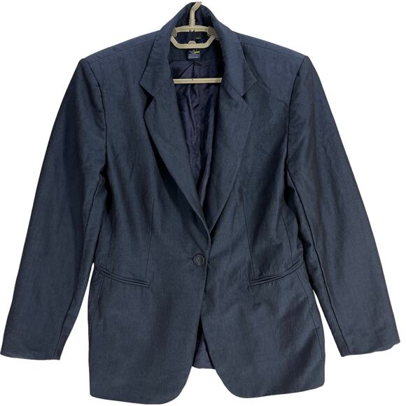 Ann Taylor LOFT Blazer Size 10 Bluish Gray Wool Blend Academia Preppy Office - Picture 1 of 5